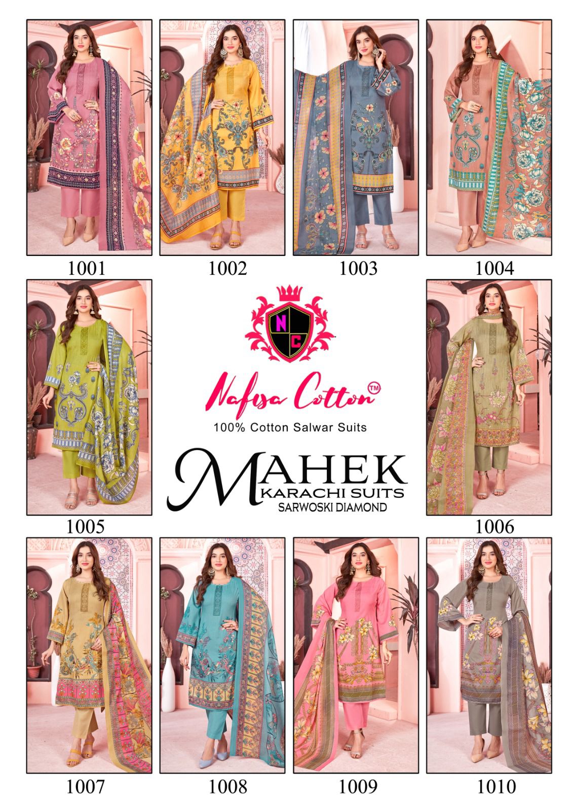 Nafisha Cotton Mahek Karachi Suits 1001 1010 Series Latest Pakistani Salwar Kameez (295x10)