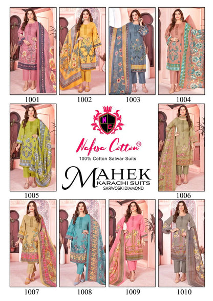 Nafisha Cotton Mahek Karachi Suits 1001 1010 Series Latest Pakistani Salwar Kameez (295x10)