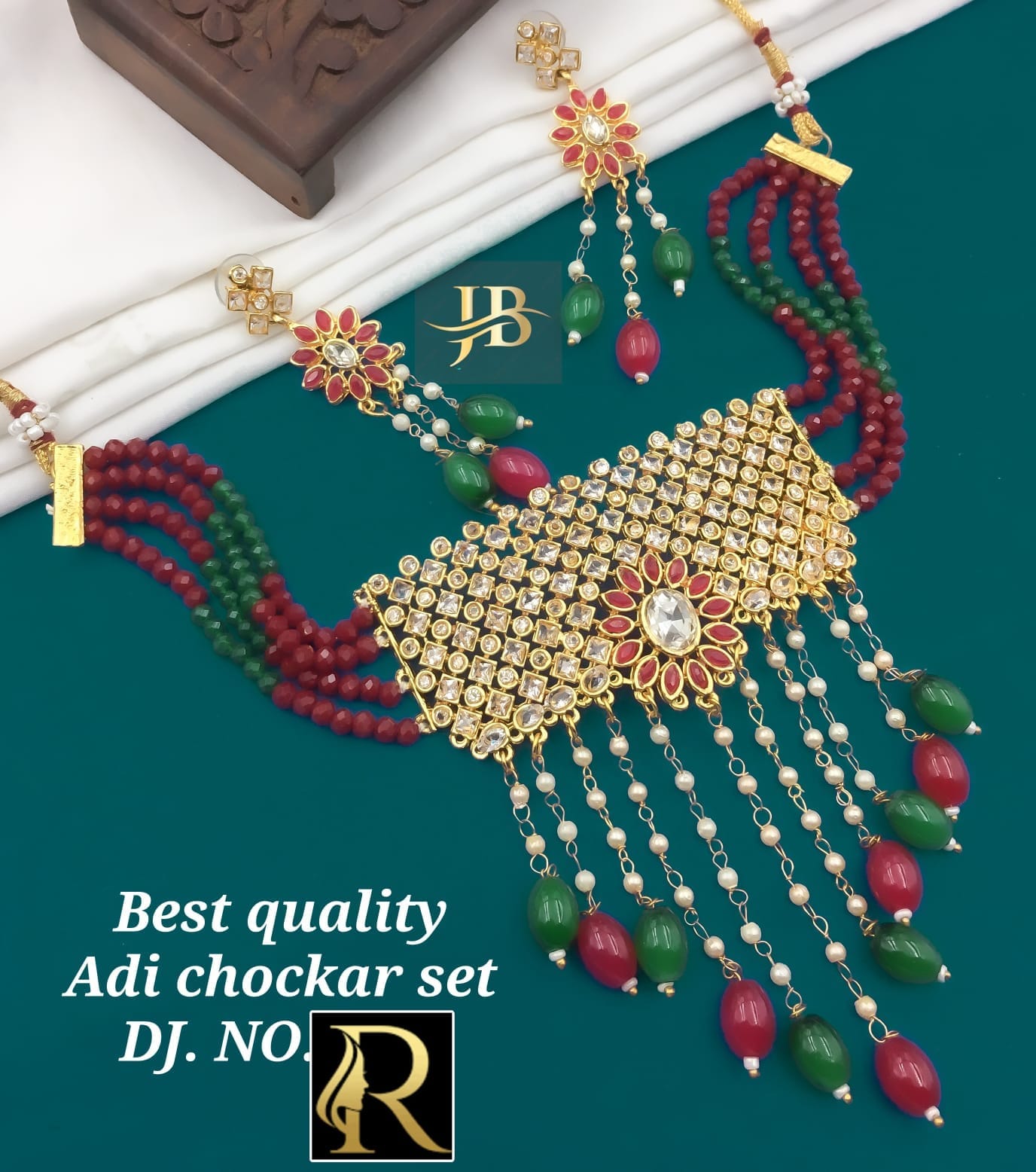 Beautiful Antique Designer Crystal Mala and American Diamonds Stone with Earrings