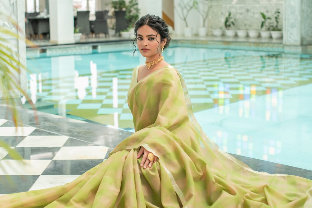 Beautiful Designer Pure Linen Saree