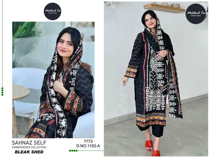 Beautiful Designer Mehboob Tex 1183 A Sahnaz Self Pakistani Suits