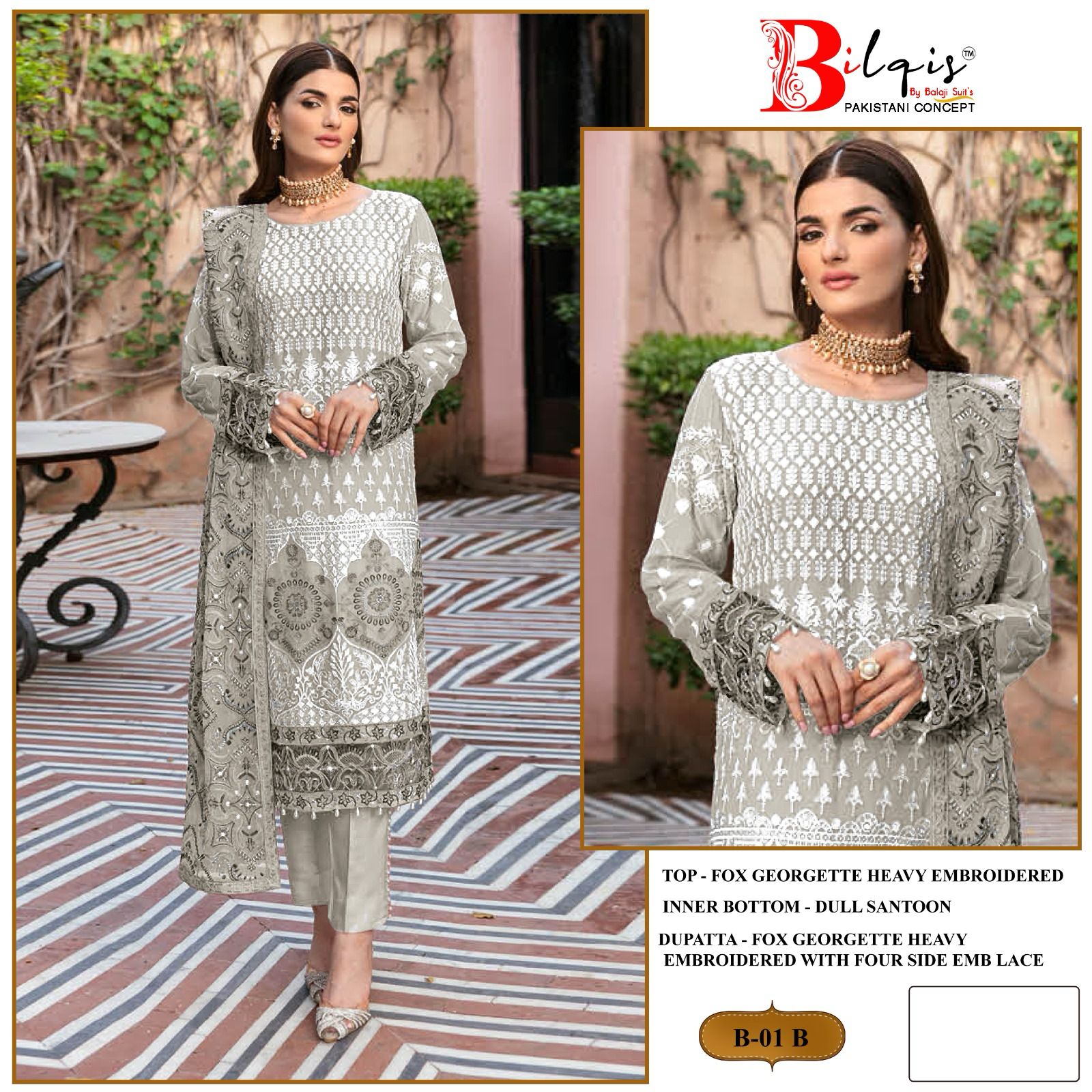 Beautiful Designer Bilqis B 1 A-D Georgette Salwar Suit