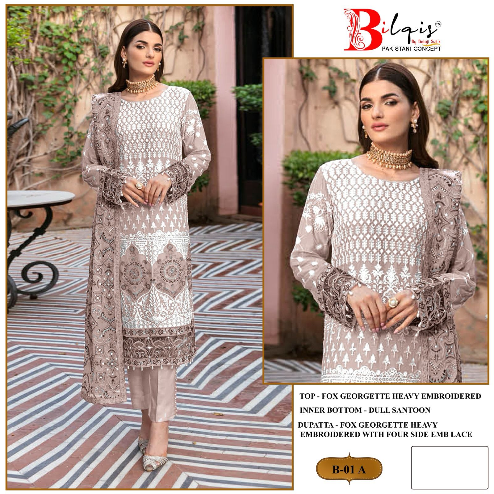 Beautiful Designer Bilqis B 1 A-D Georgette Salwar Suit