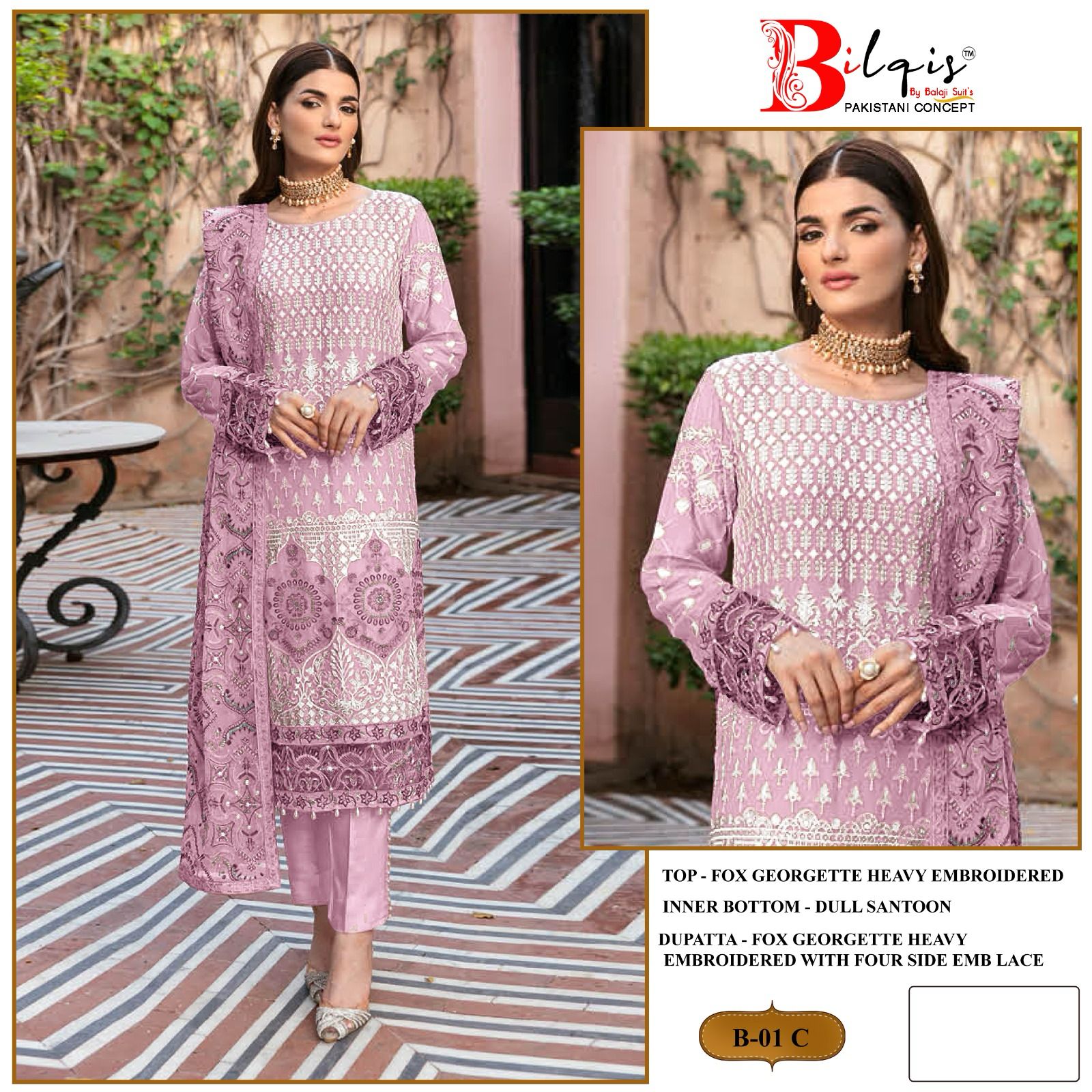 Beautiful Designer Bilqis B 1 A-D Georgette Salwar Suit
