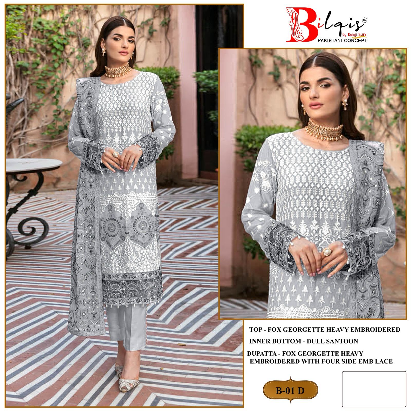 Beautiful Designer Bilqis B 1 A-D Georgette Salwar Suit