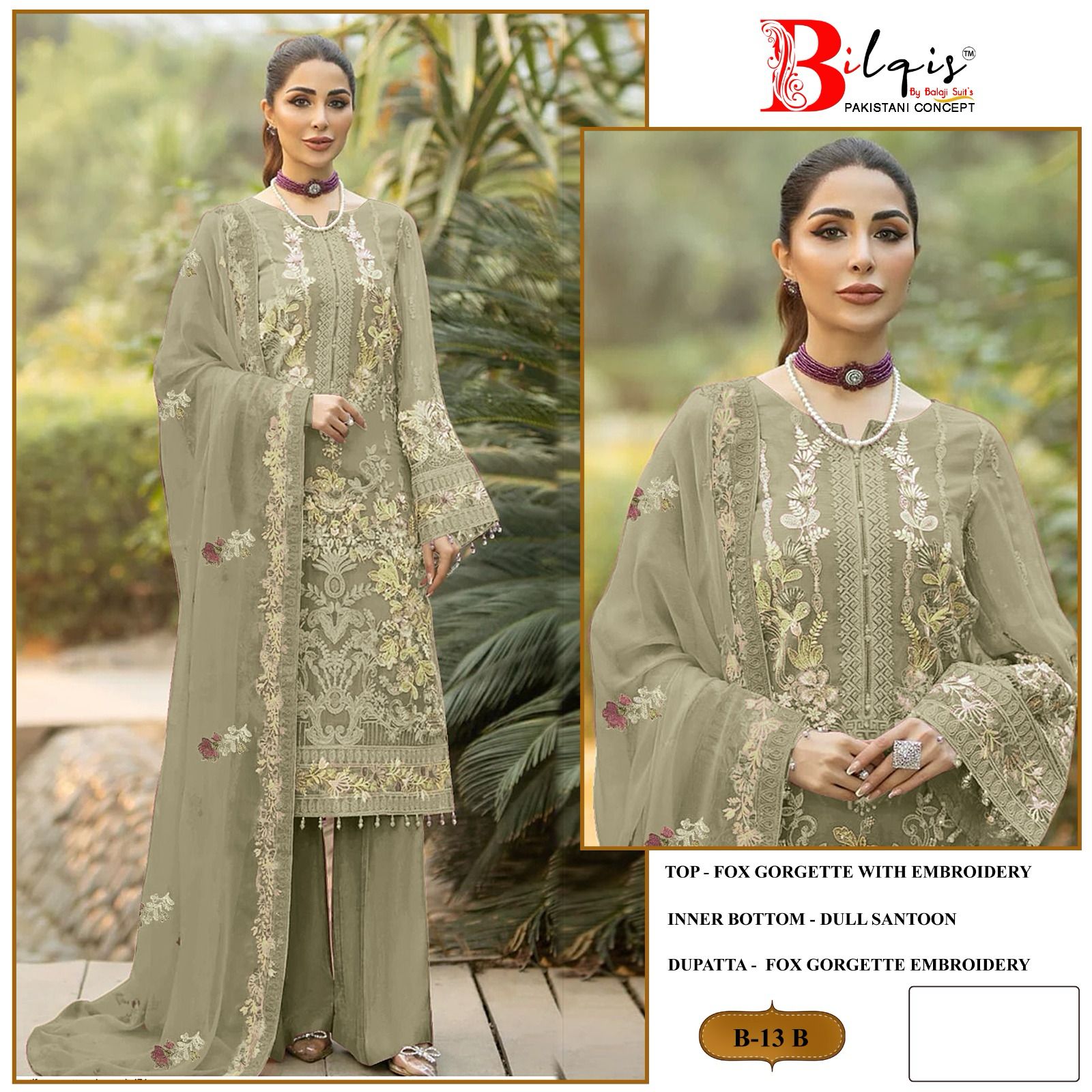 Beautiful Designer Bilqis B 13 Faux Georgette Pakistani Salwar Suits