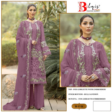 Beautiful Designer Bilqis B 13 Faux Georgette Pakistani Salwar Suits