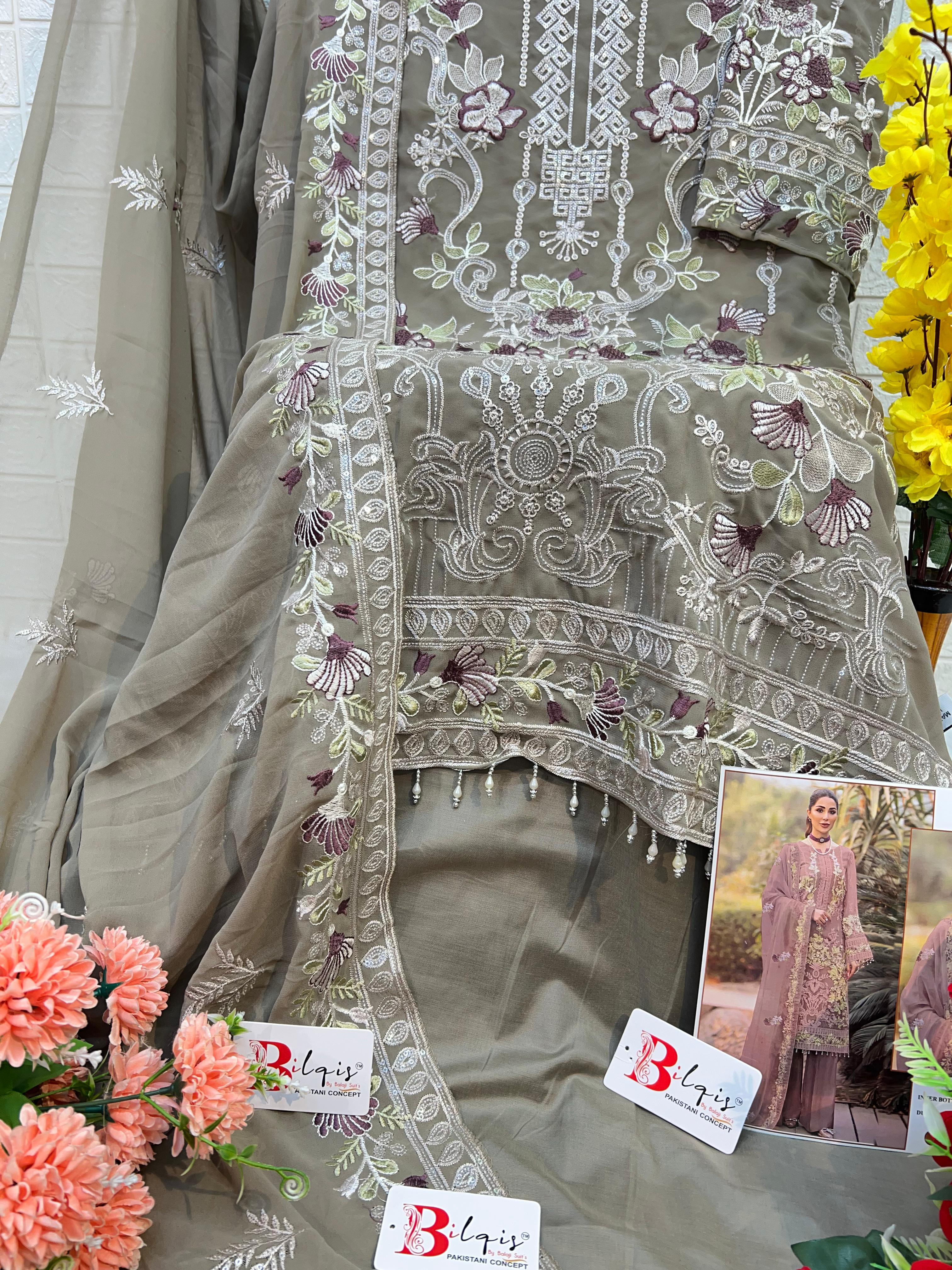 Beautiful Designer Bilqis B 13 Faux Georgette Pakistani Salwar Suits