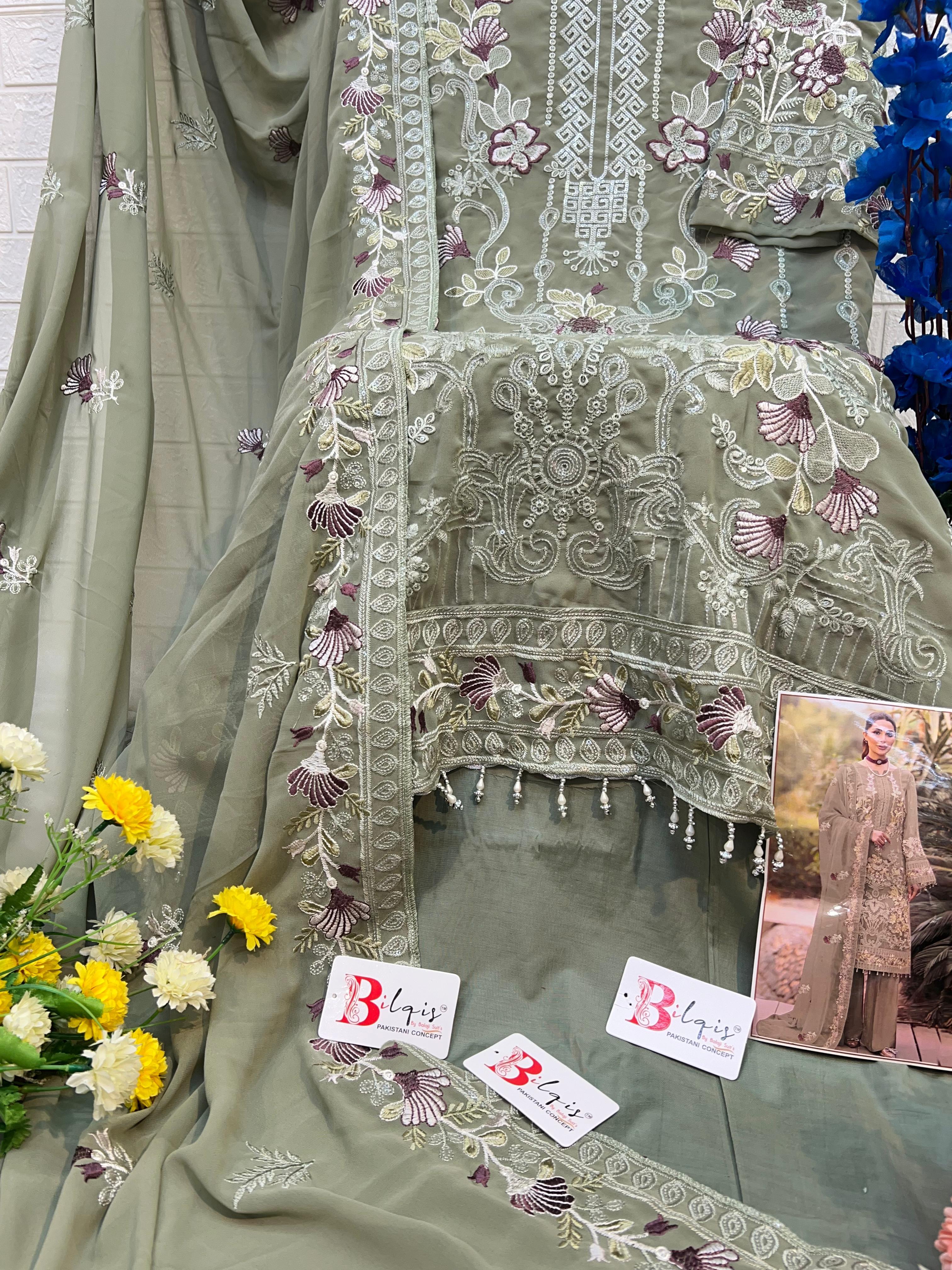 Beautiful Designer Bilqis B 13 Faux Georgette Pakistani Salwar Suits