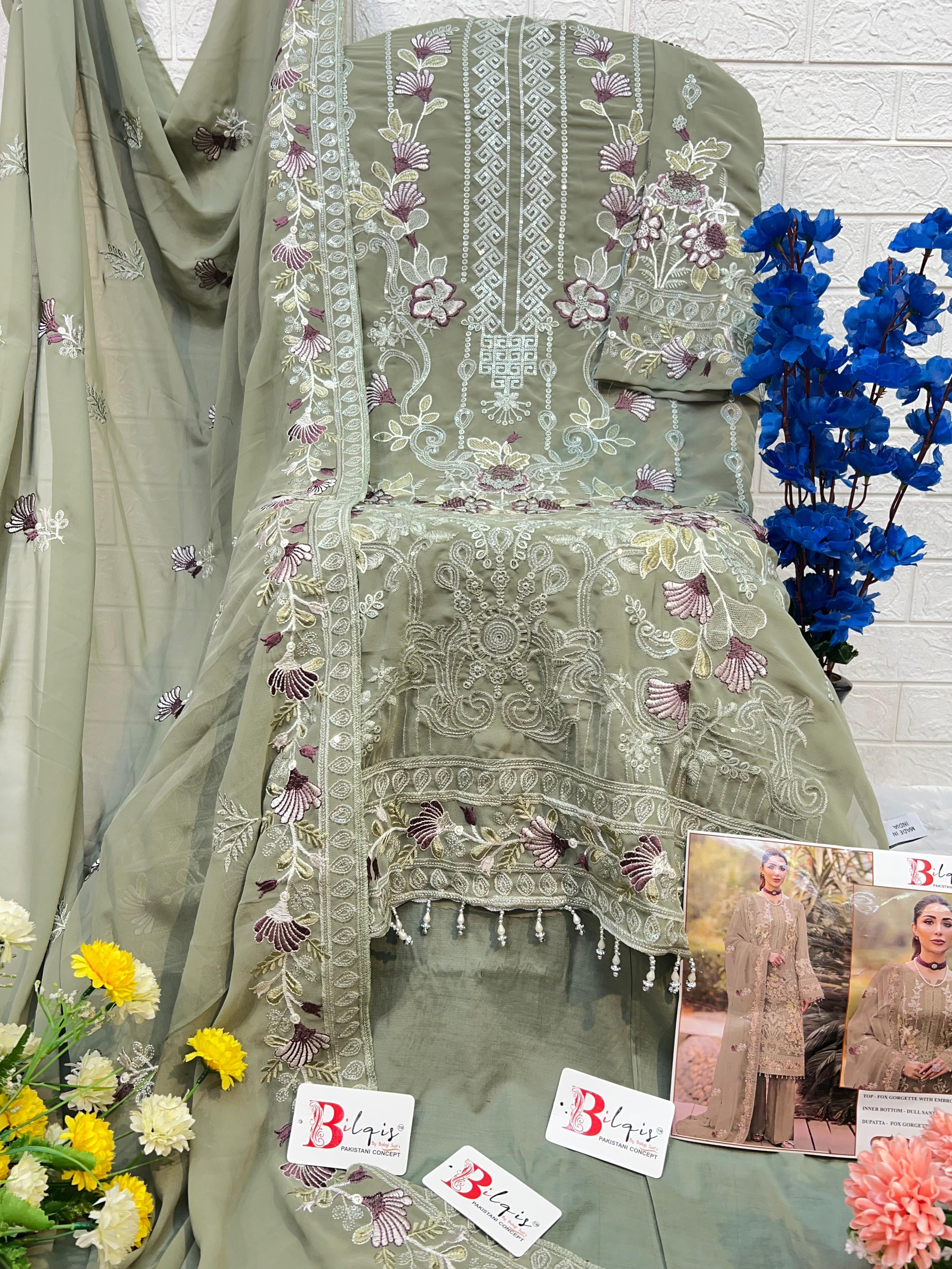 Beautiful Designer Bilqis B 13 Faux Georgette Pakistani Salwar Suits