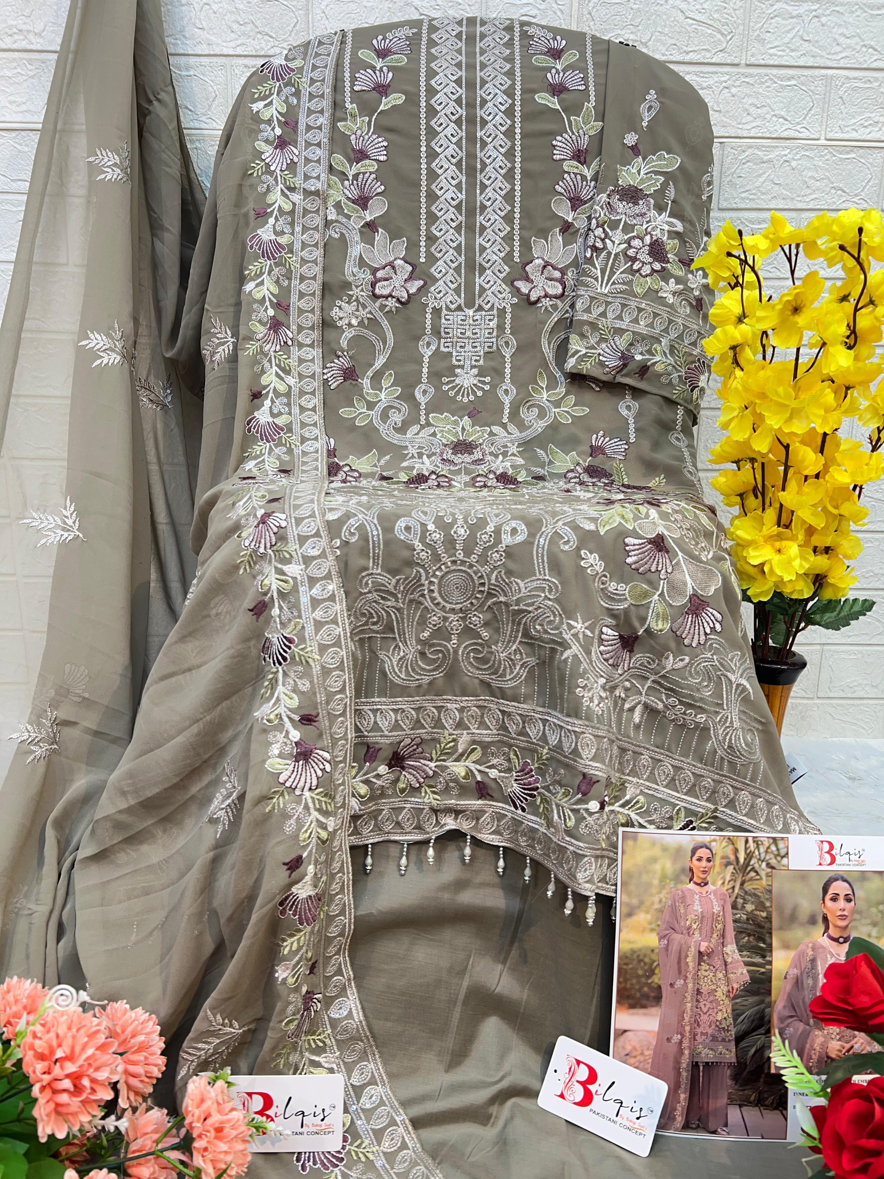 Beautiful Designer Bilqis B 13 Faux Georgette Pakistani Salwar Suits