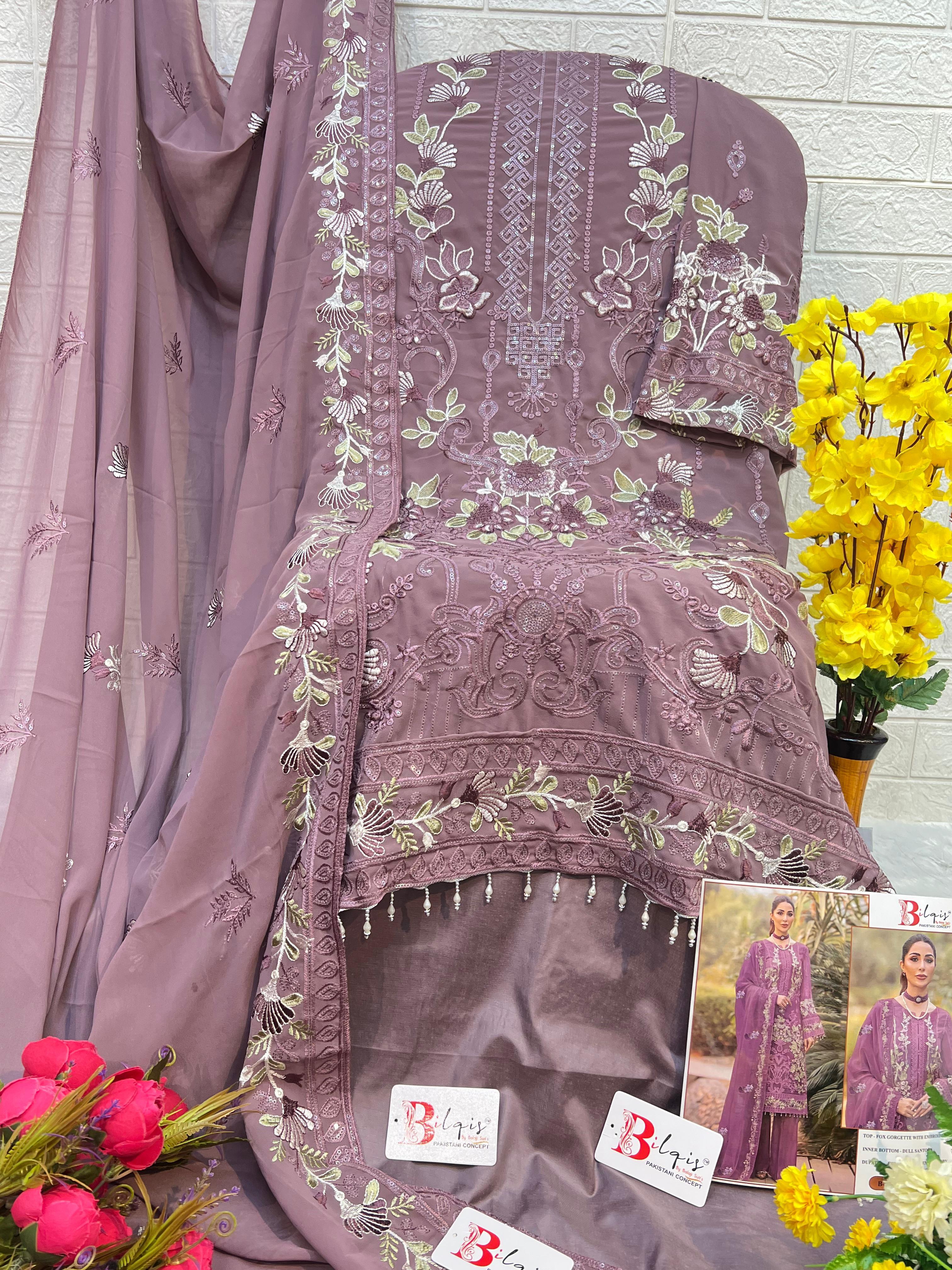 Beautiful Designer Bilqis B 13 Faux Georgette Pakistani Salwar Suits