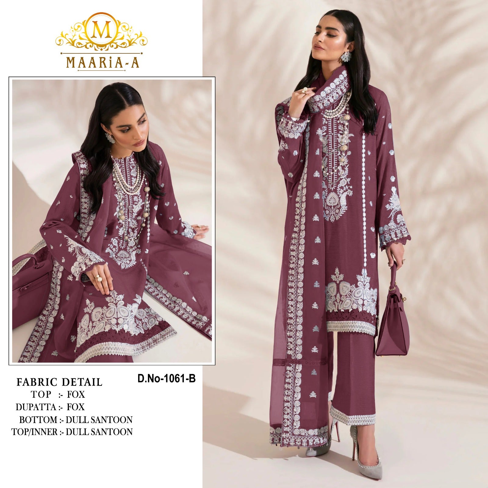 Beautiful Designer Maaria -A 1061 Trending Heavy Faux Georgette Pakistani Suit