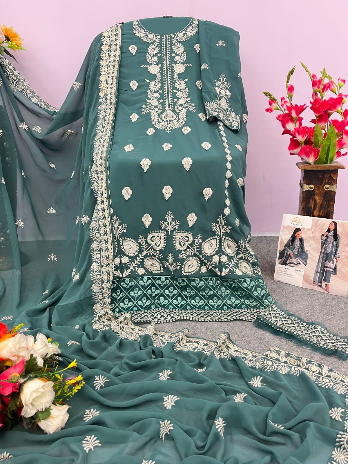 Beautiful Designer Maaria -A 1061 Trending Heavy Faux Georgette Pakistani Suit