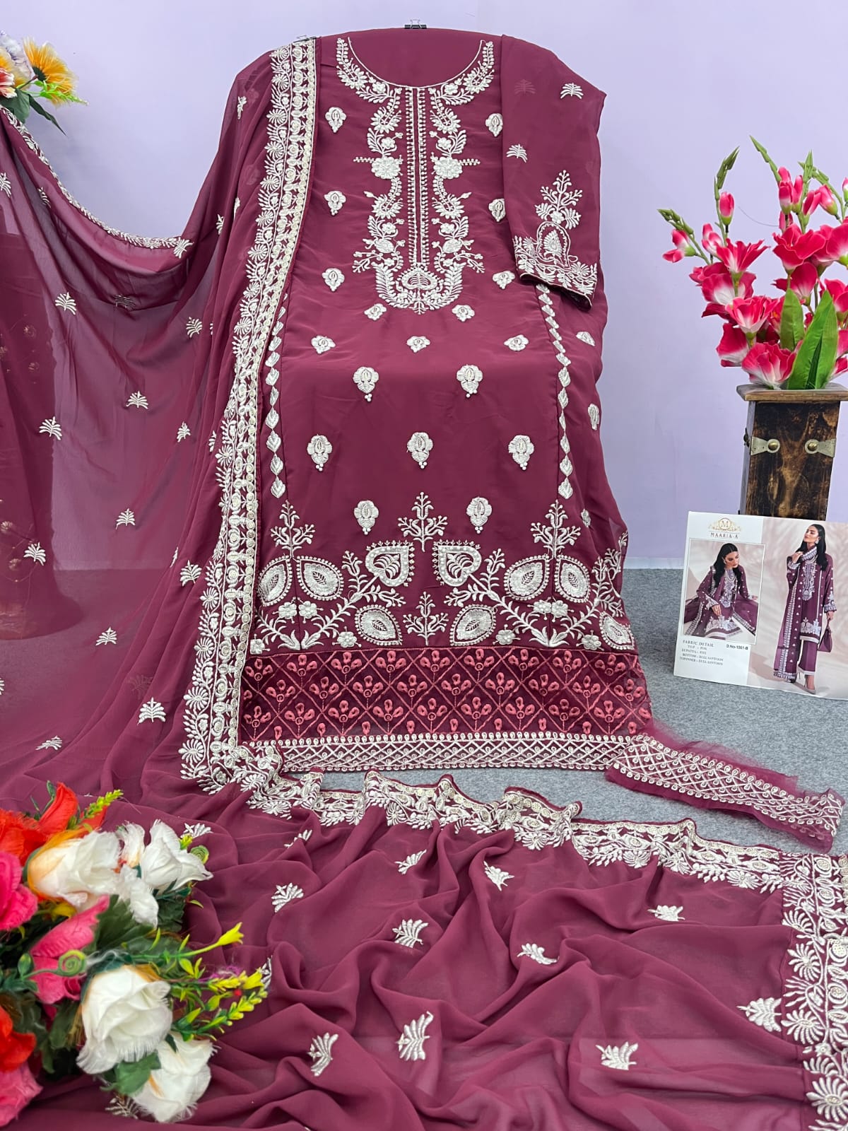 Beautiful Designer Maaria -A 1061 Trending Heavy Faux Georgette Pakistani Suit