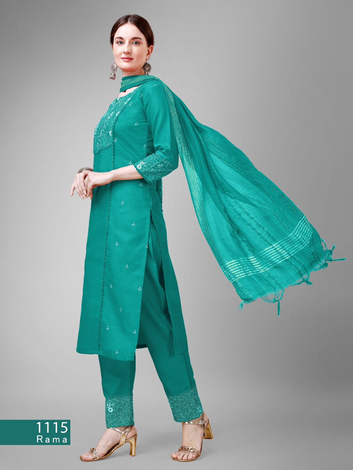 Beautiful Designer Pure Cotton Full Stiched Kurti Pant with Dupatta