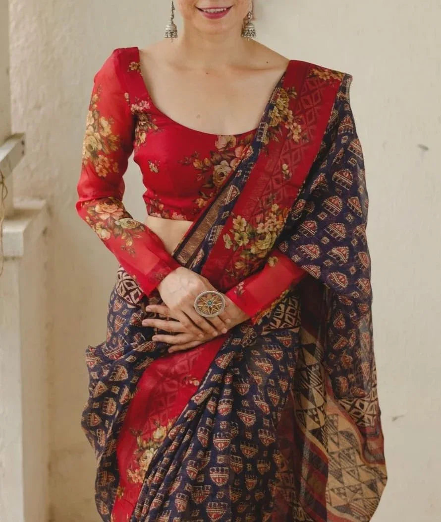 Beautiful Designer Imported Cotton Digital Print Saree