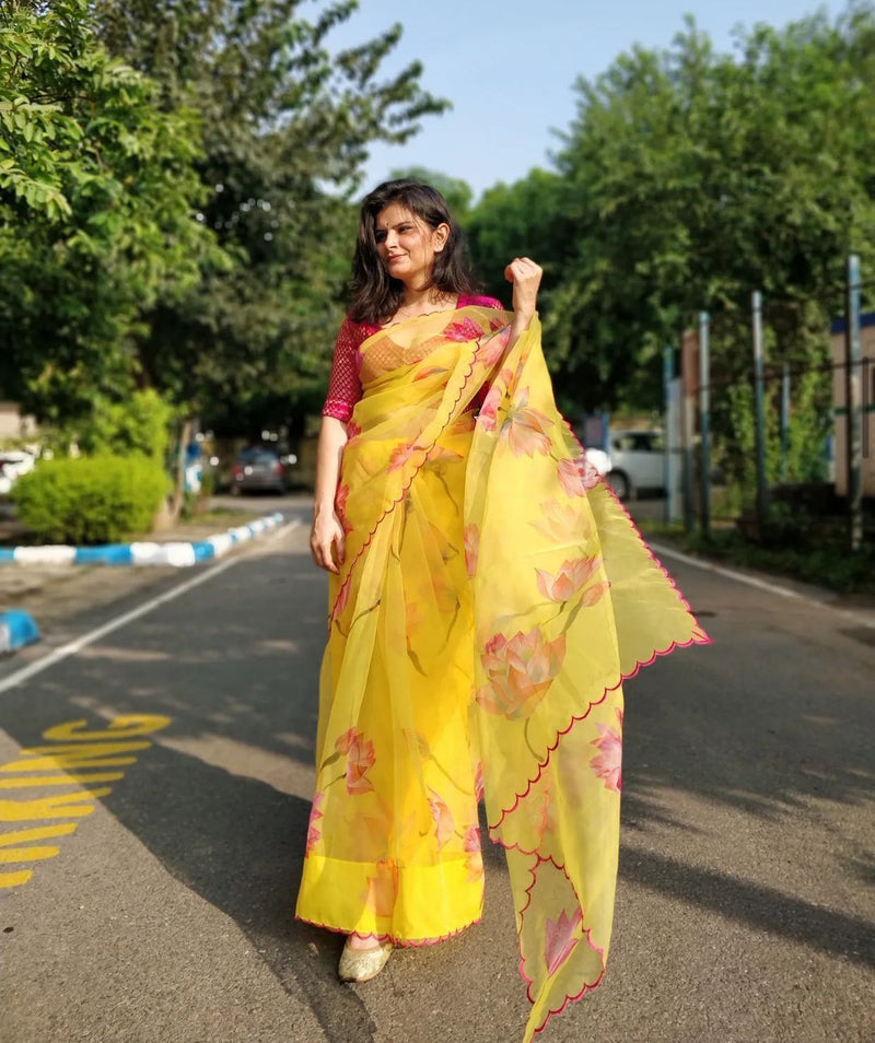 Beautiful Designer Organza Silk Digital Print Saree