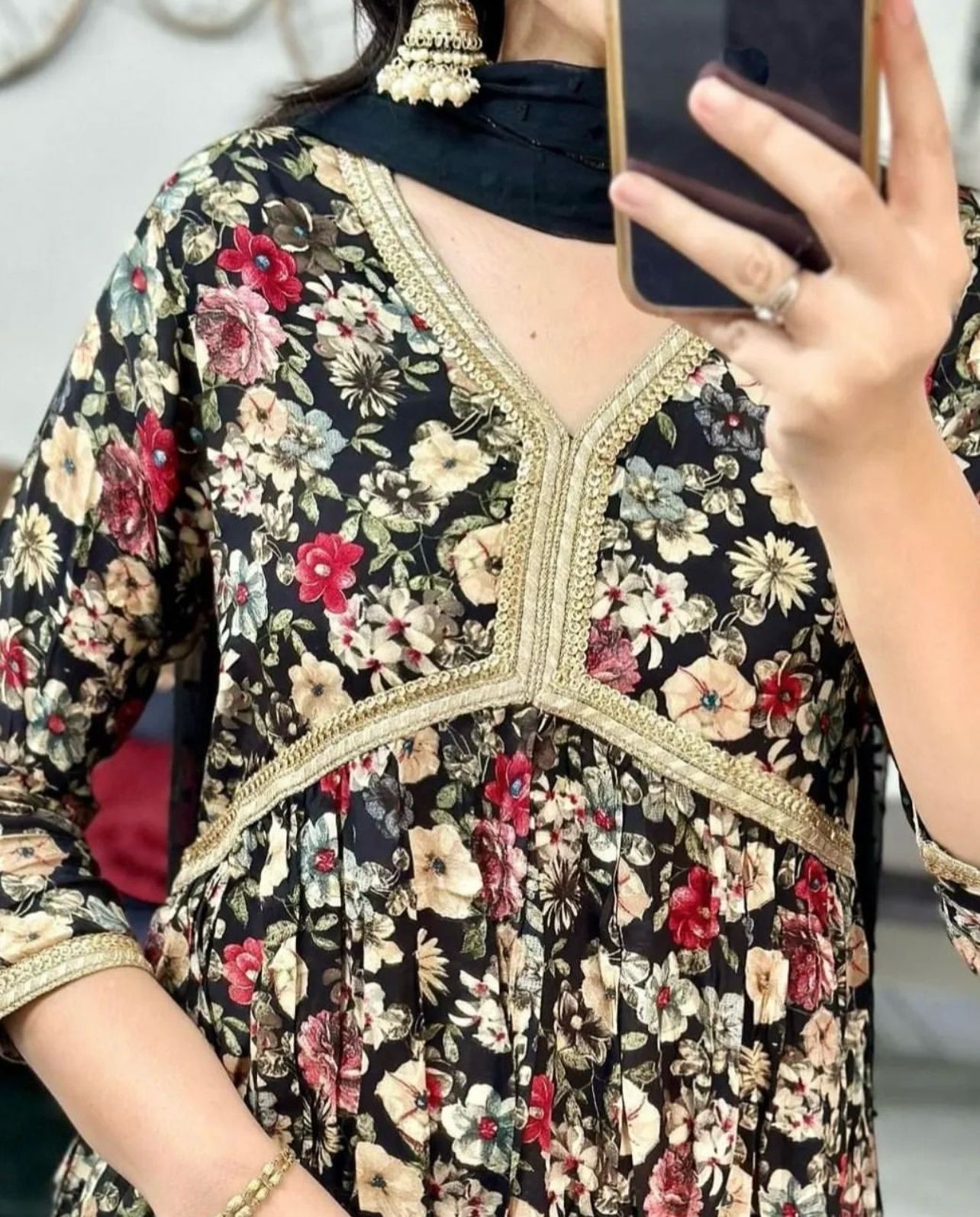 Beautiful Designer Pure Cotton Full Stiched Kurti Pant with Dupatta