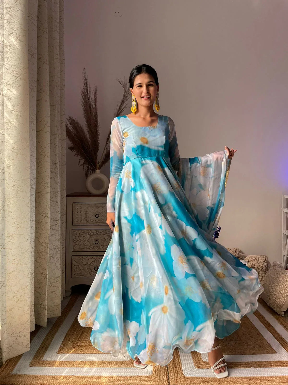 Party Wear Look Organza Taby Silk Gown