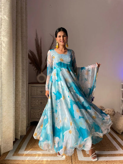 Party Wear Look Organza Taby Silk Gown
