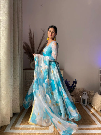 Party Wear Look Organza Taby Silk Gown