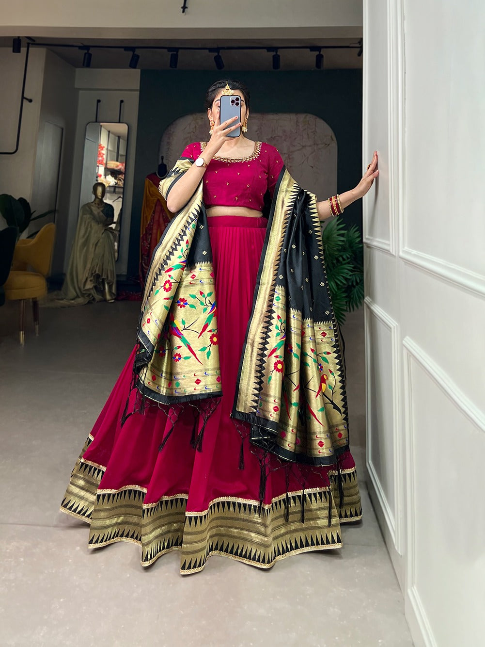 Beautiful Designer Vichitra Silk Lehenga Choli Design 2017