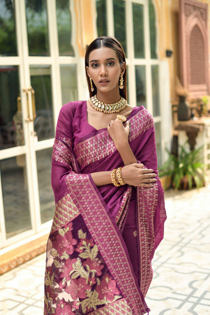 Beautiful Designer Premium Linen Silk Saree