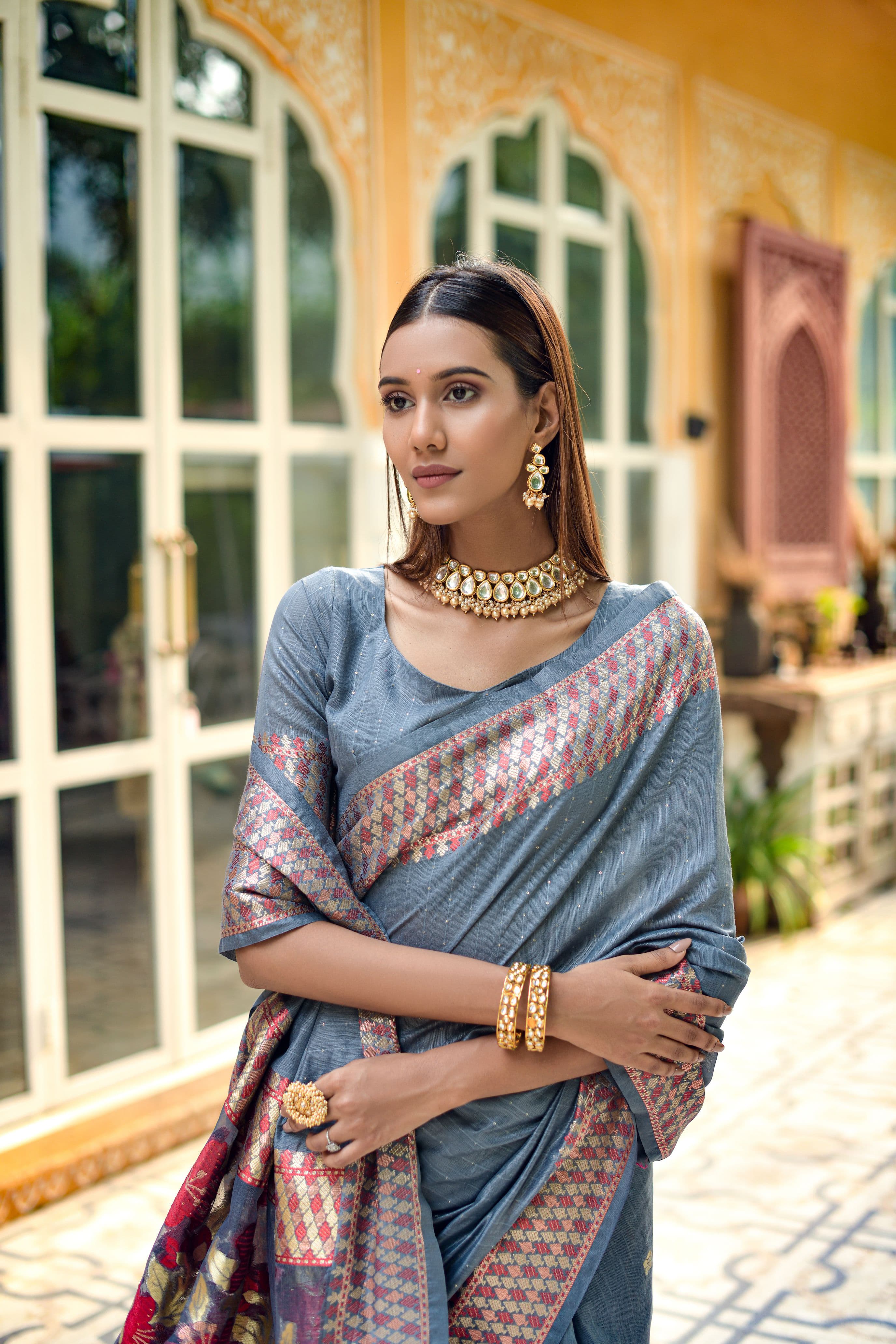 Beautiful Designer Premium Linen Silk Saree