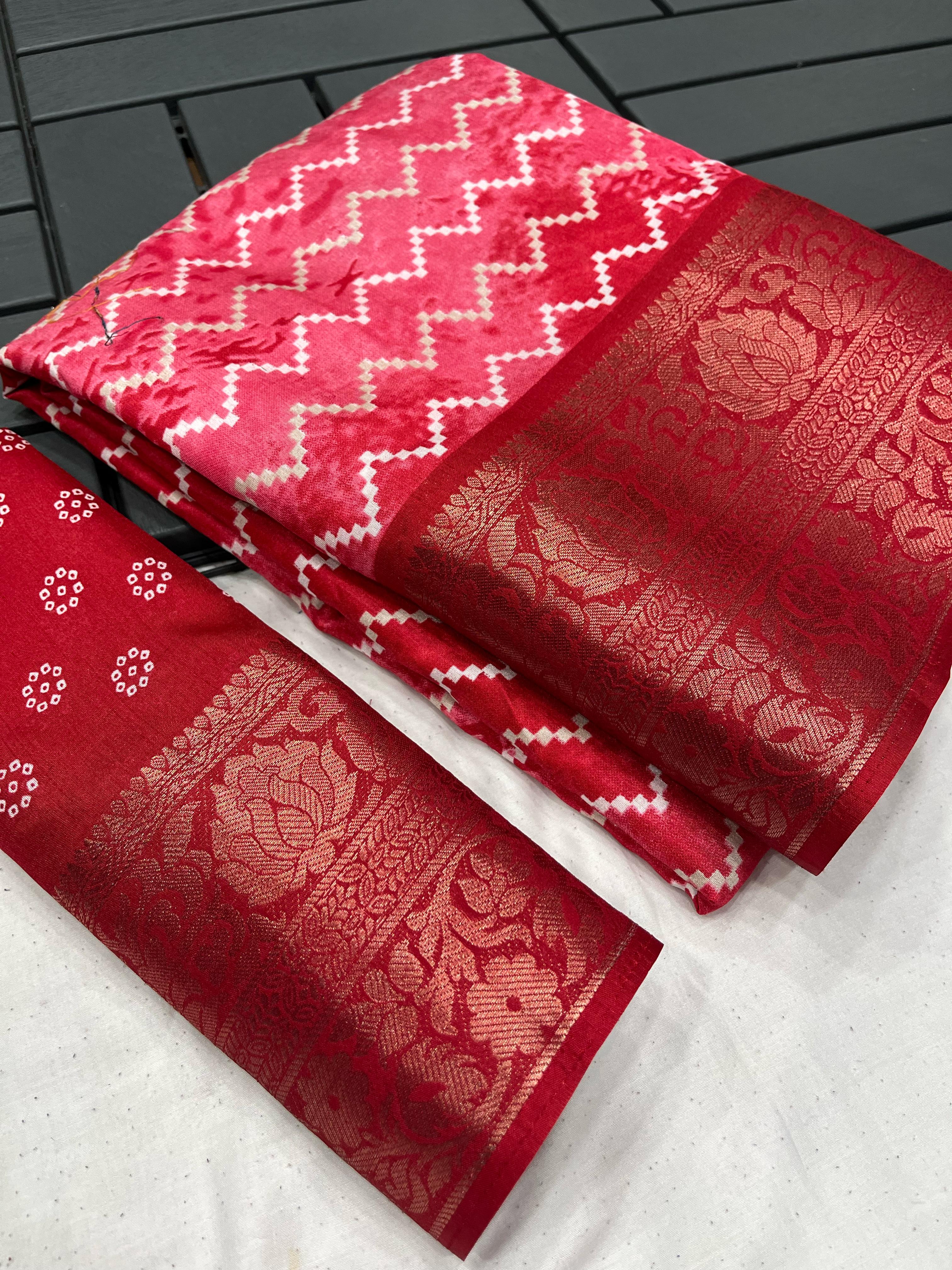 Beautiful Designer Pure Dola Silk Flower Print Saree