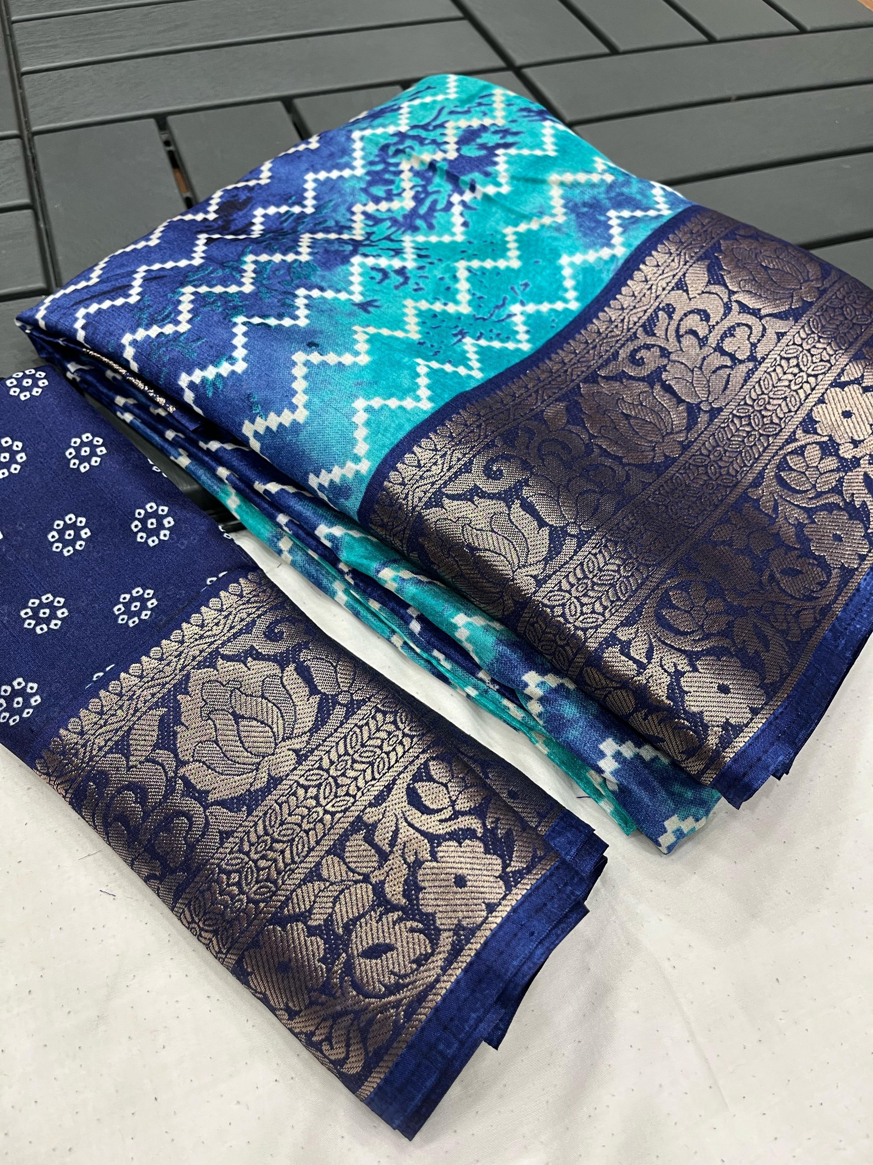 Beautiful Designer Pure Dola Silk Flower Print Saree