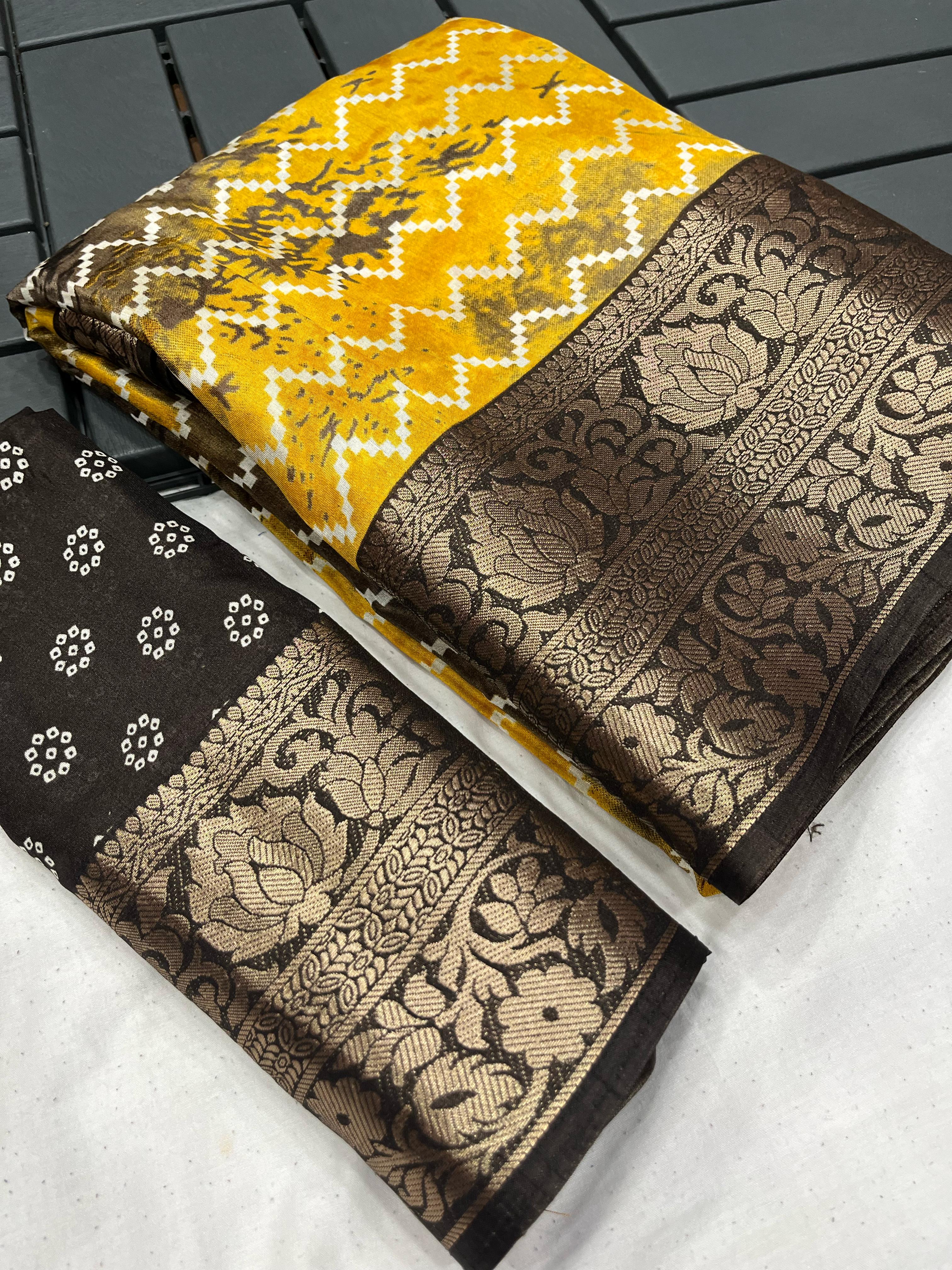 Beautiful Designer Pure Dola Silk Flower Print Saree