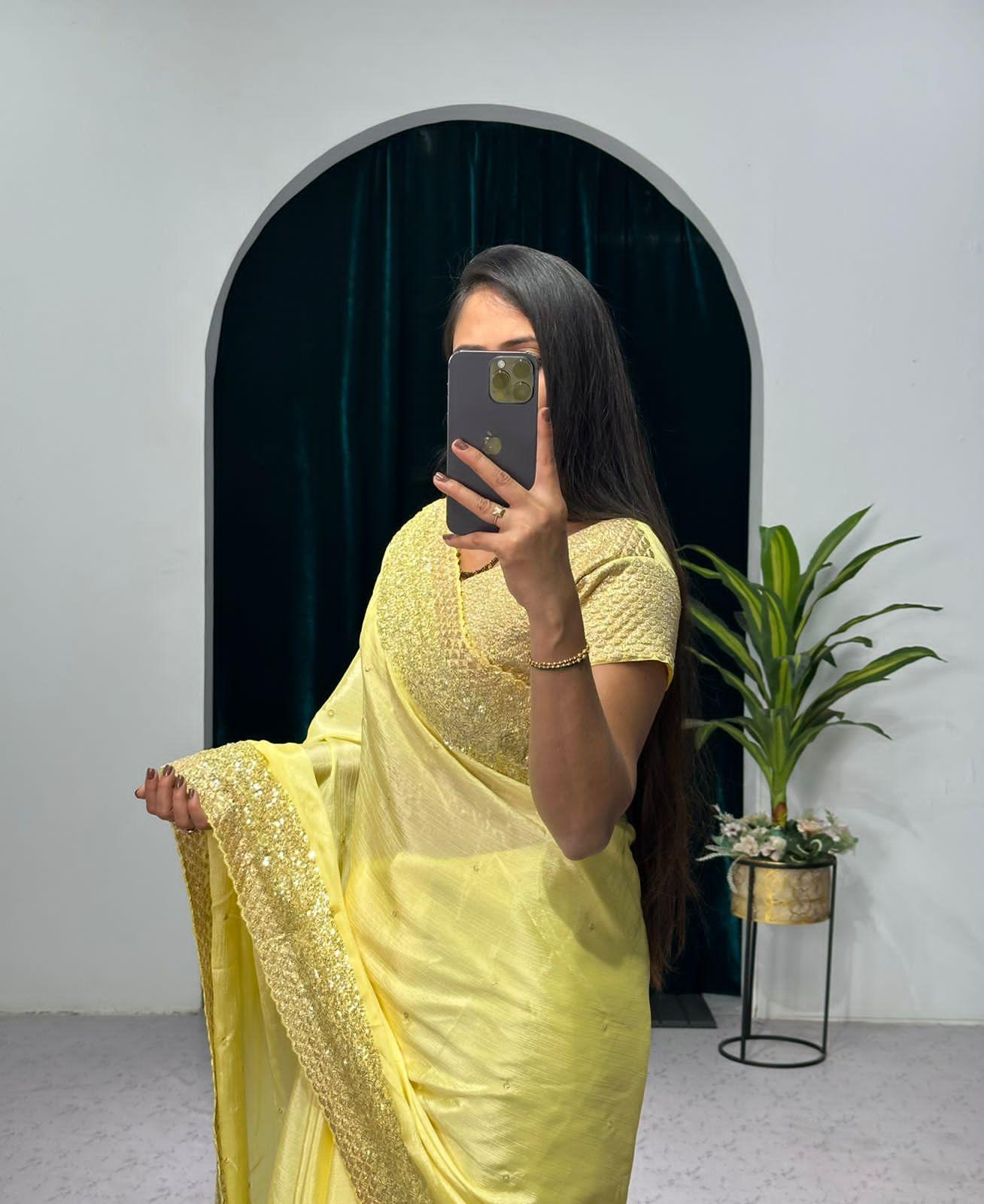 Beautiful Designer Chinon Sequence Saree