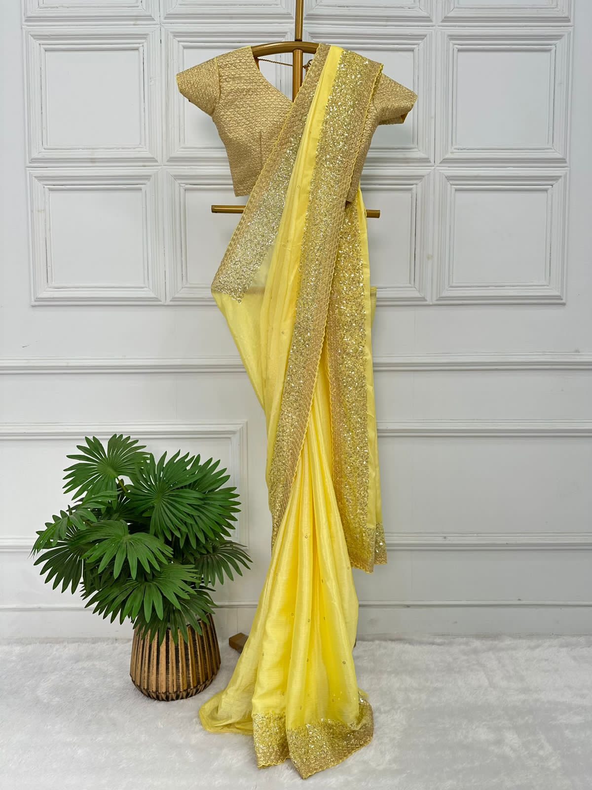 Beautiful Designer Chinon Sequence Saree
