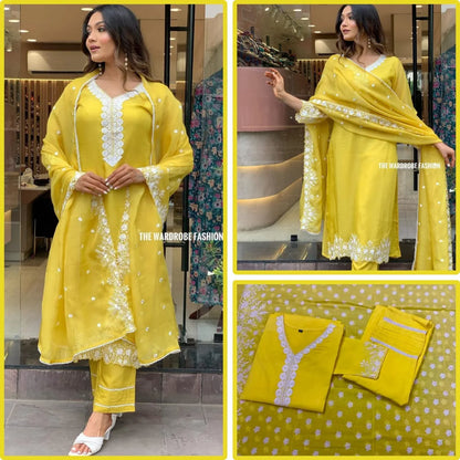 Beautiful Designer Cotton Kurti Pant With Dupatta