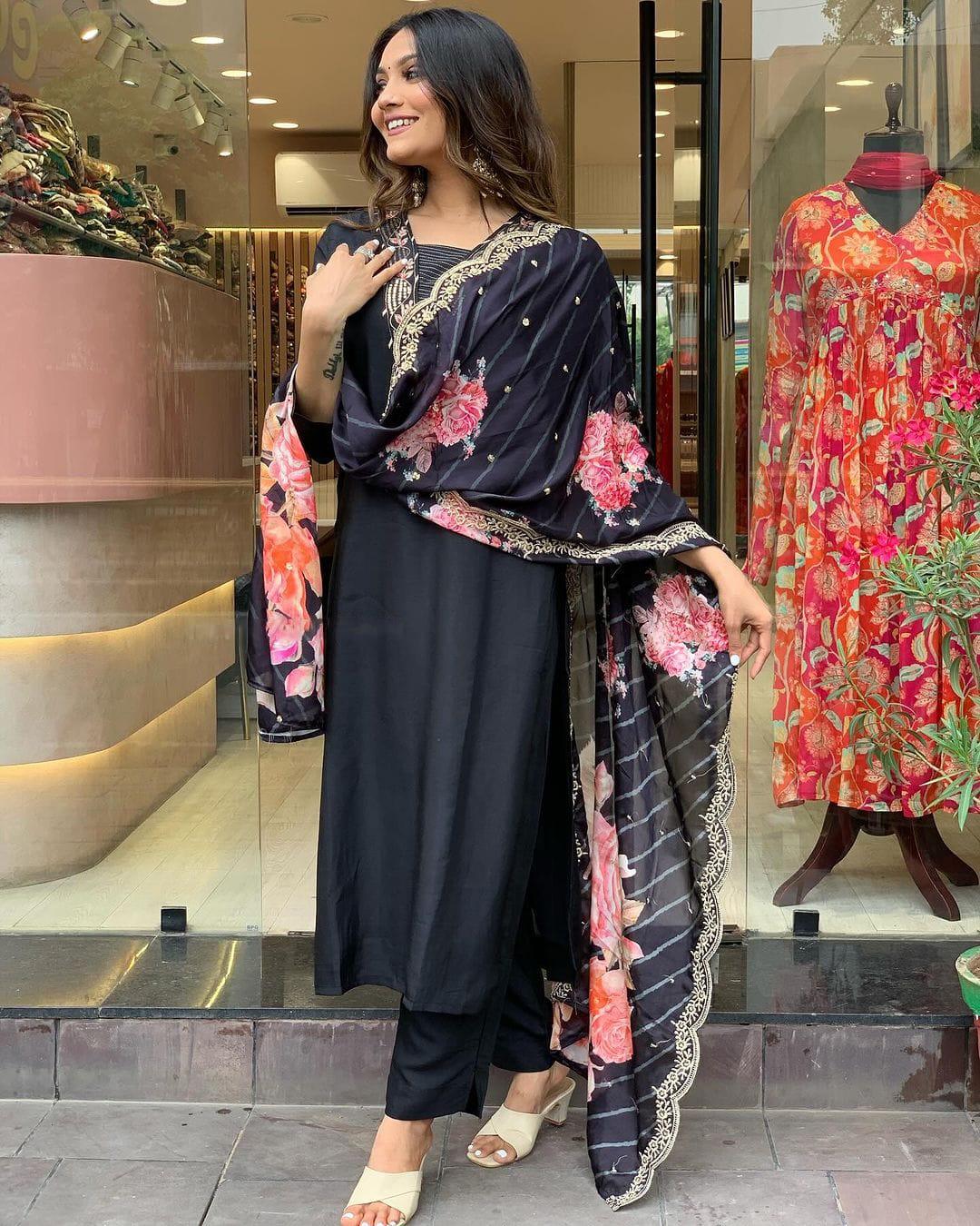 Beautiful Designer Cotton Kurti Pant With Dupatta