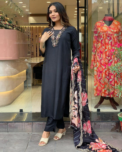Beautiful Designer Cotton Kurti Pant With Dupatta