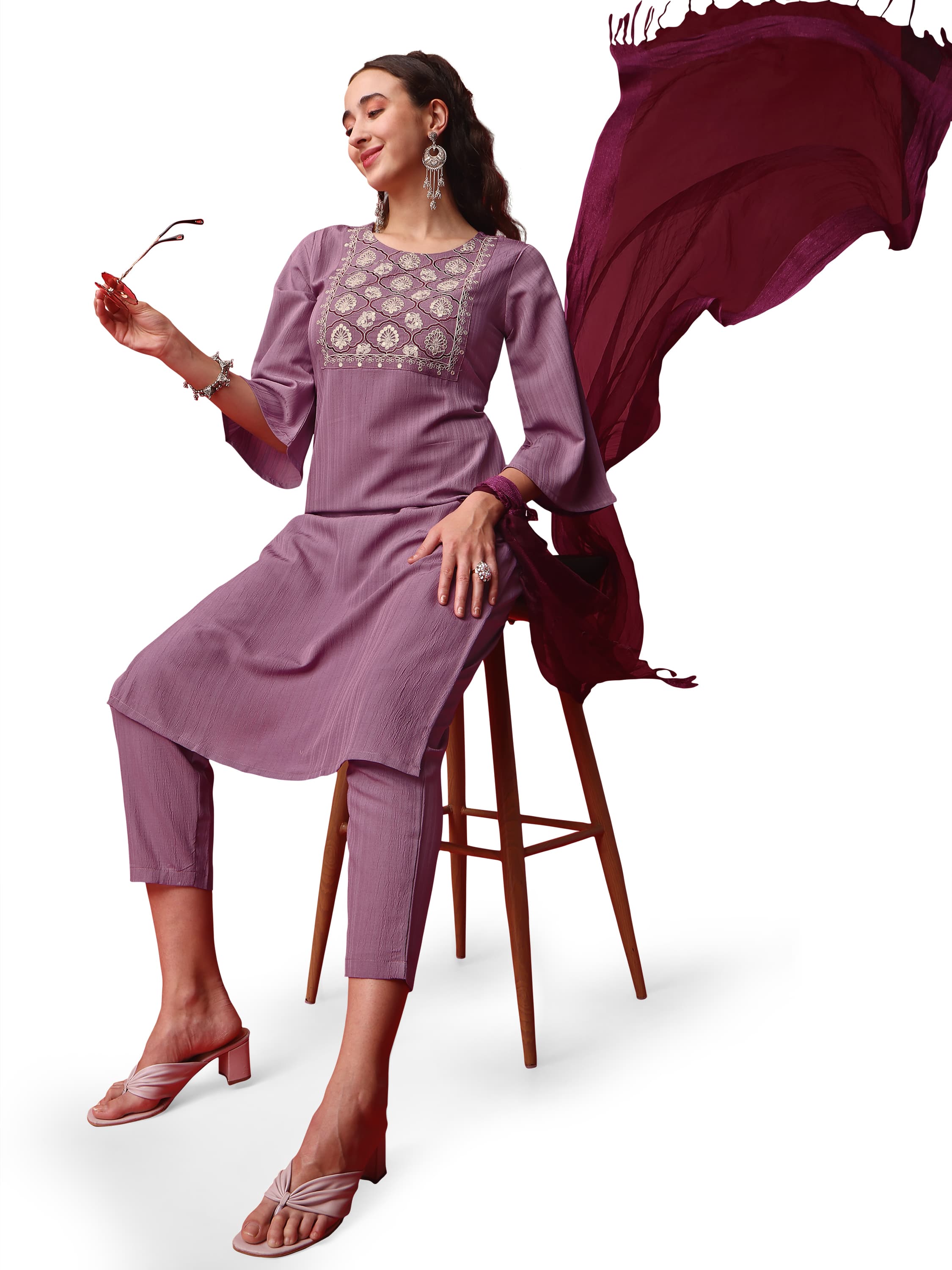 Beautiful Designer Cotton Kurti Pant With Dupatta