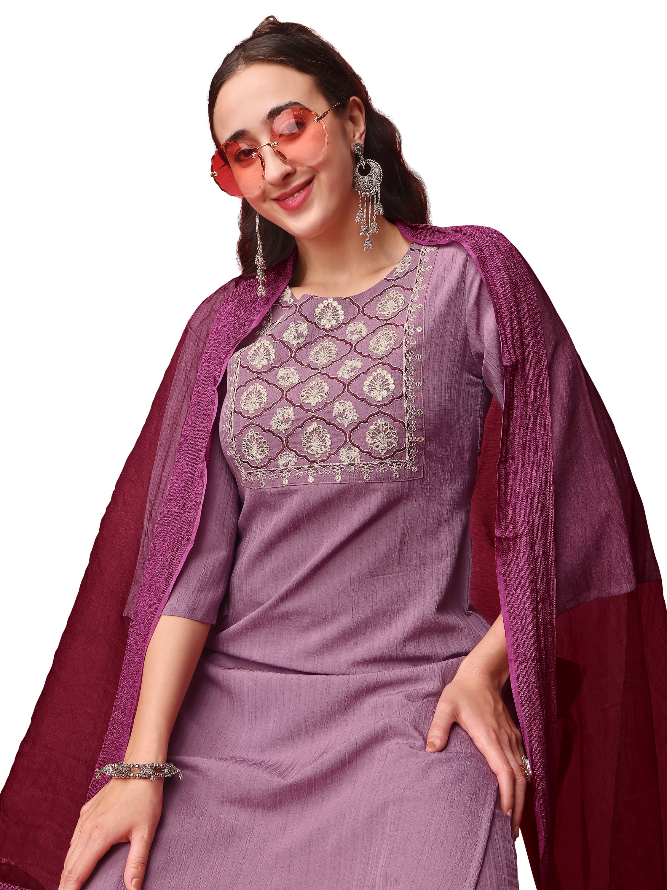 Beautiful Designer Cotton Kurti Pant With Dupatta