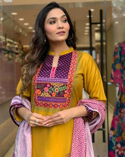 Beautiful Designer Cotton Kurti Pant With Dupatta