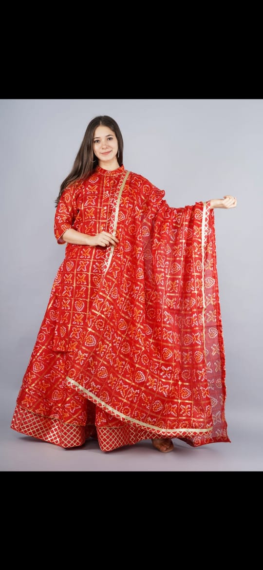 Beautiful Rajasthani Traditional Bandhej Ghatchola Lehenga Choli