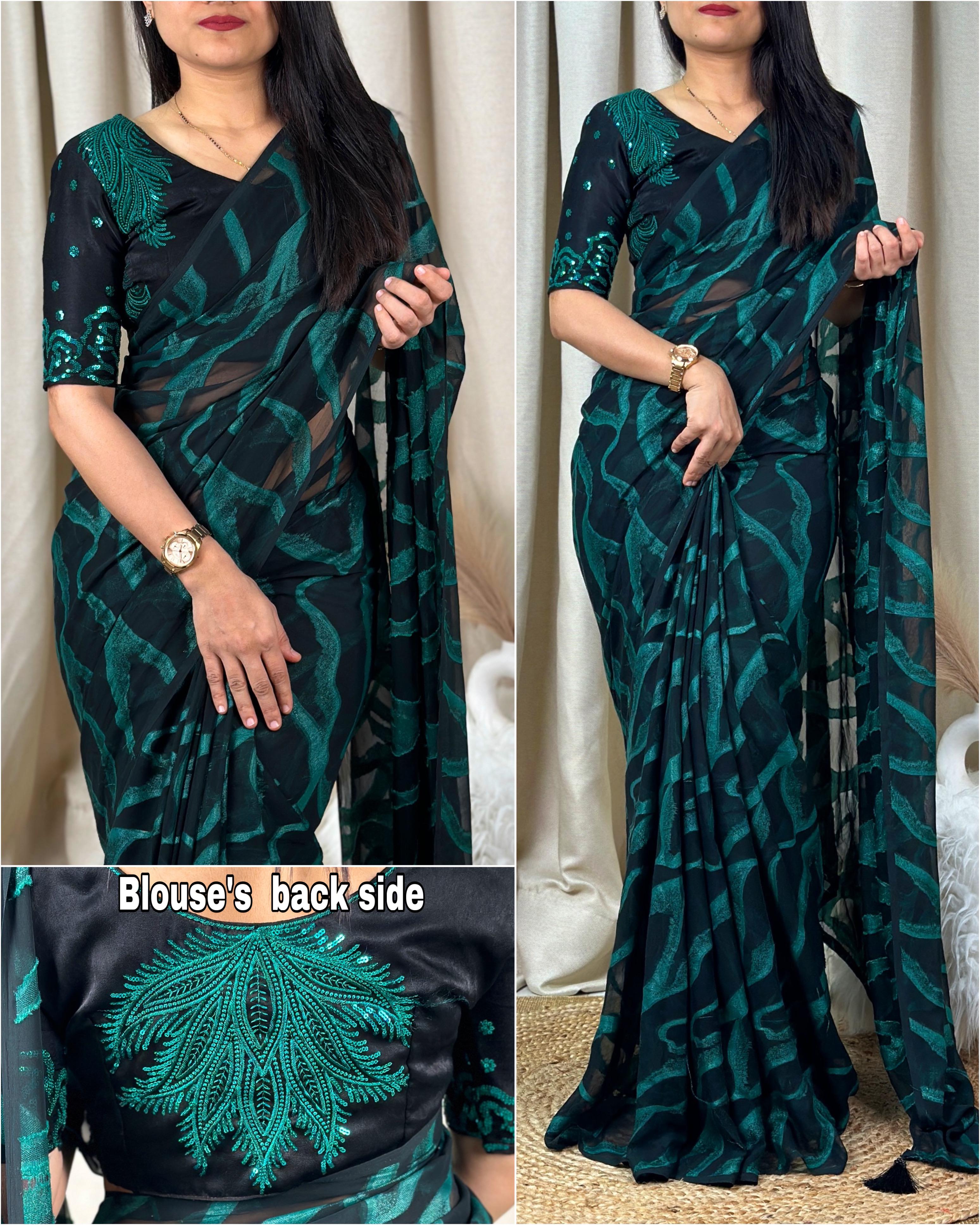 Beautiful Designer Semi Bamber Brasso Saree
