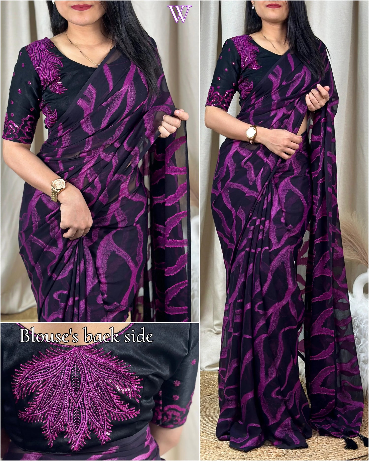 Beautiful Designer Semi Bamber Brasso Saree