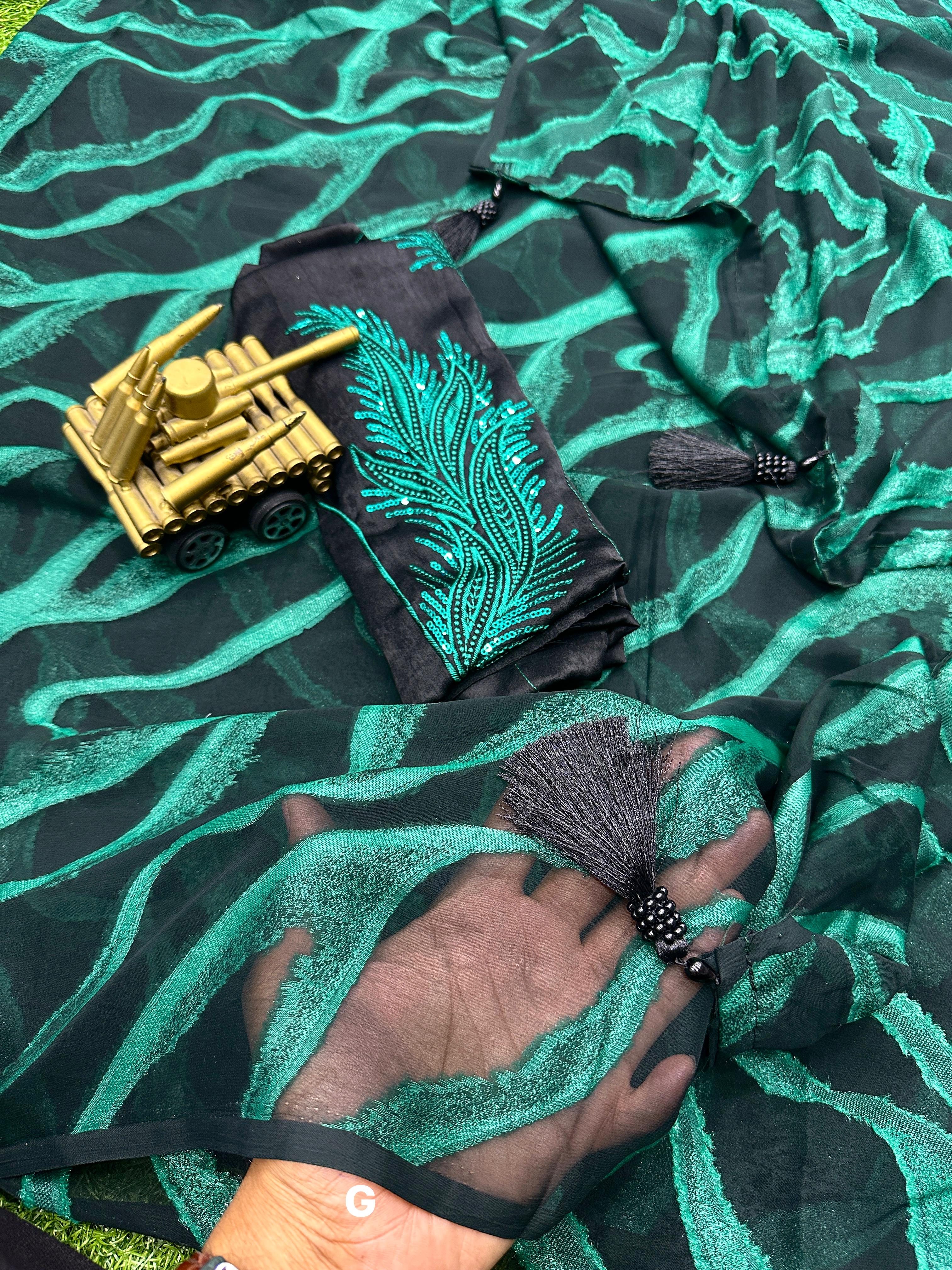 Beautiful Designer Semi Bamber Brasso Saree