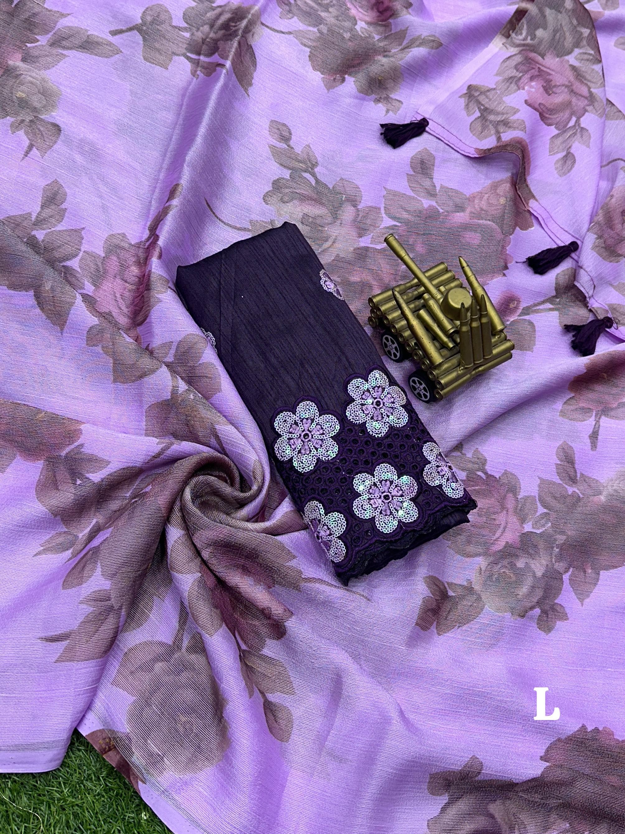 Beautiful Designer Chiffon Braso Silk Saree