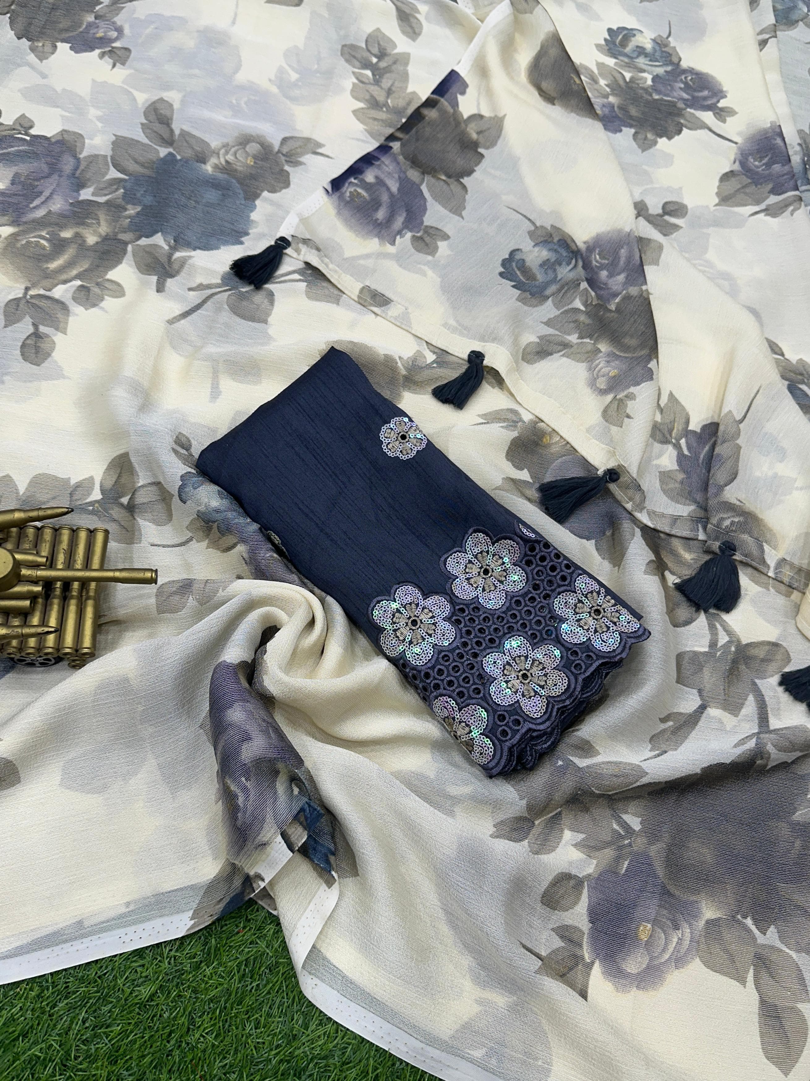 Beautiful Designer Chiffon Braso Silk Saree