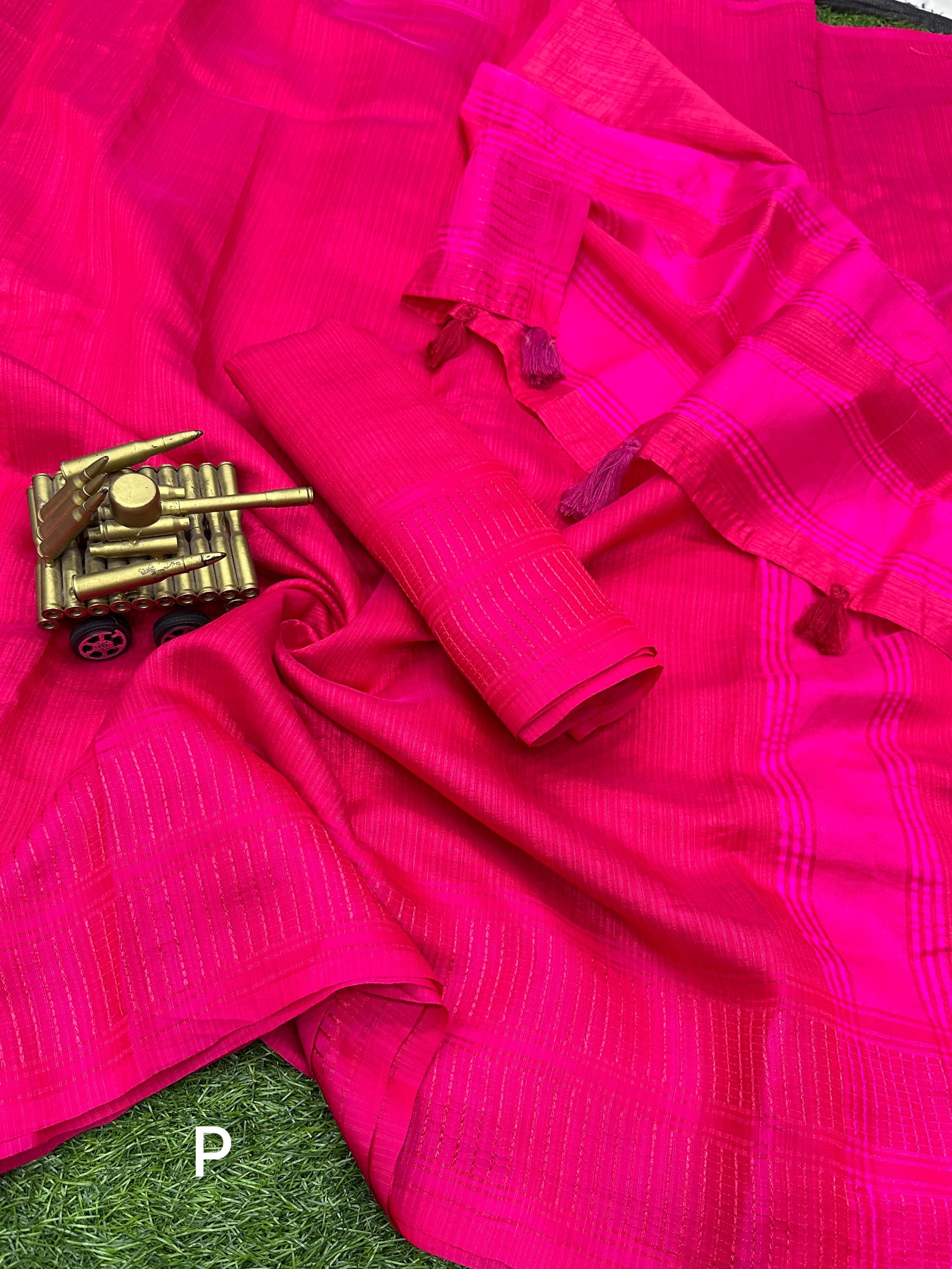 Beautiful Designer Soft Bamboo Silk Saree
