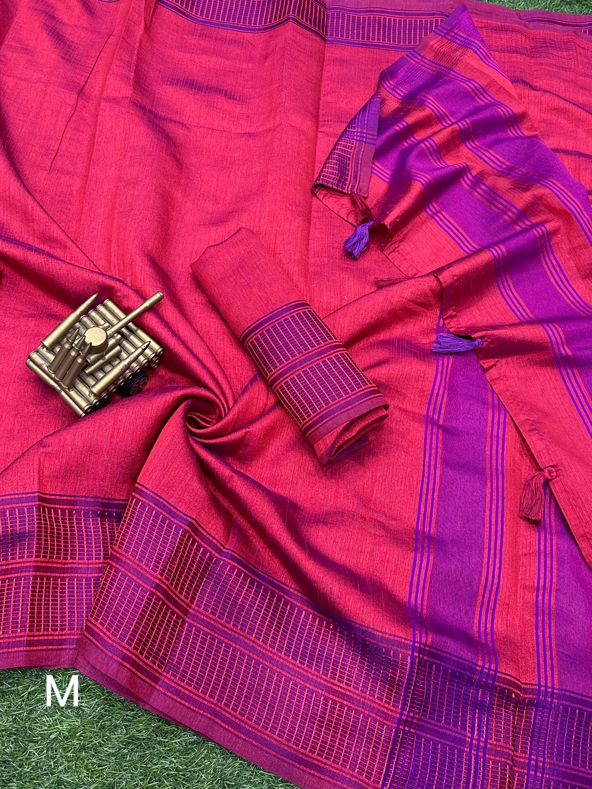 Beautiful Designer Soft Bamboo Silk Saree