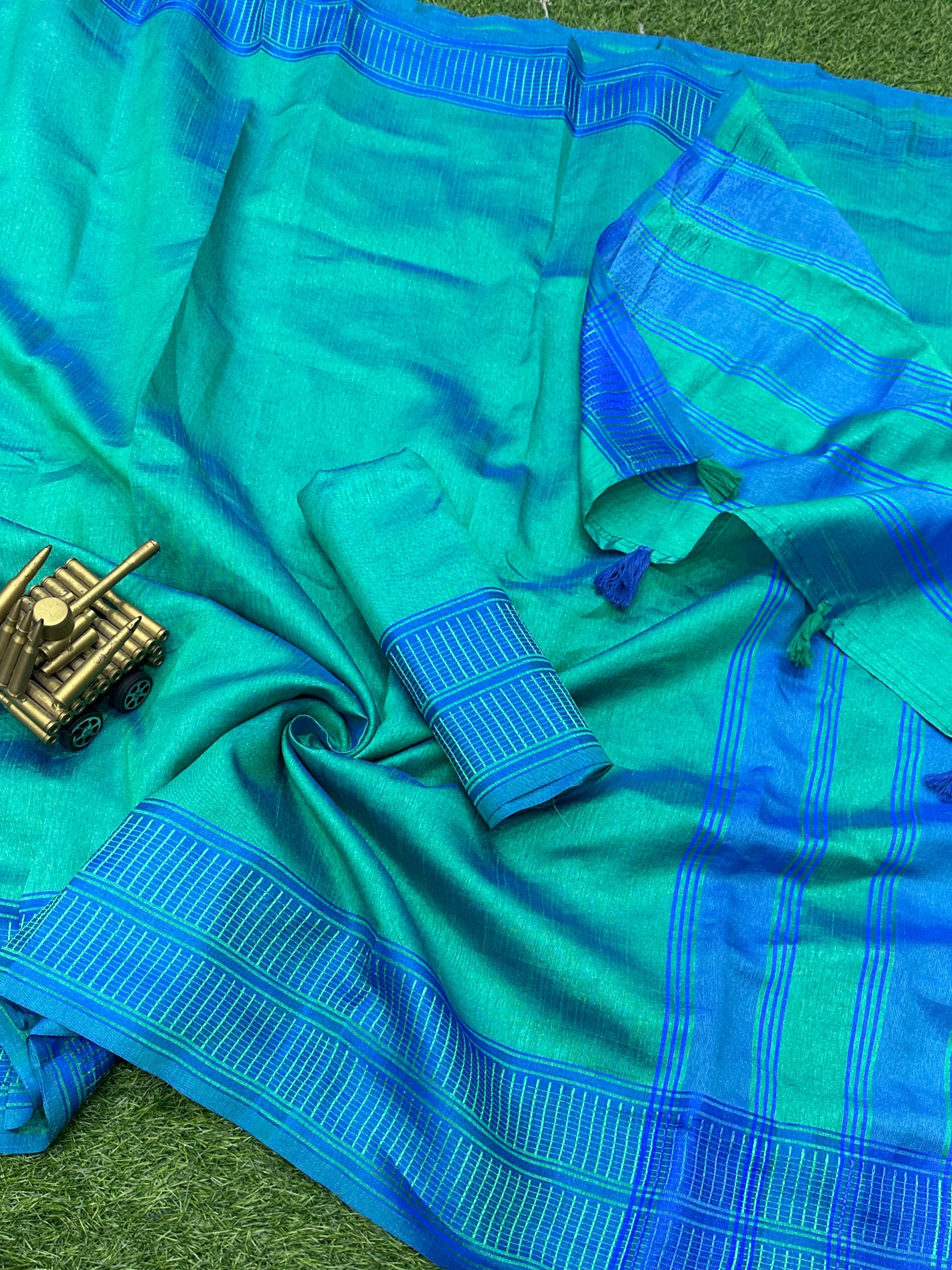 Beautiful Designer Soft Bamboo Silk Saree