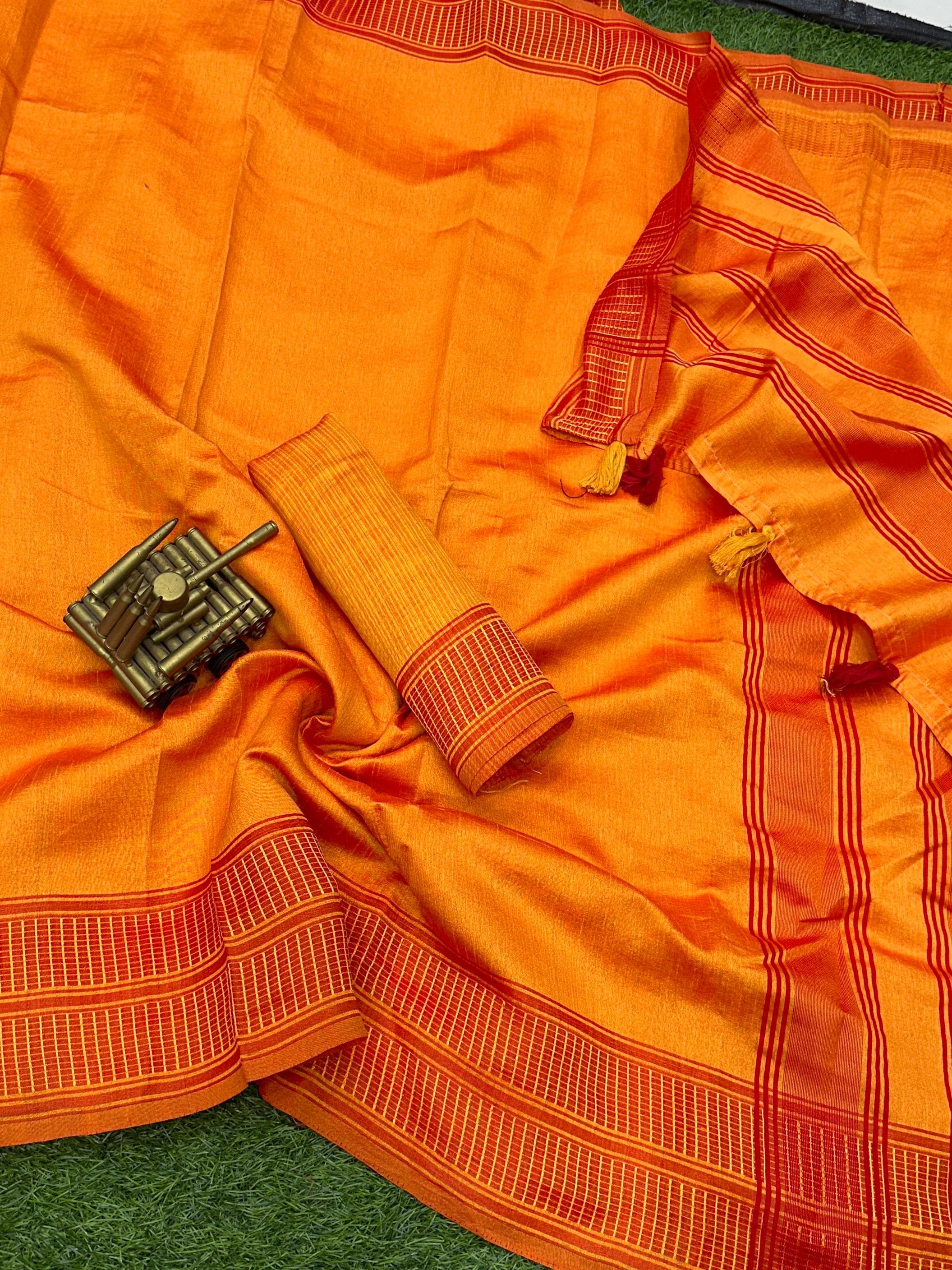 Beautiful Designer Soft Bamboo Silk Saree